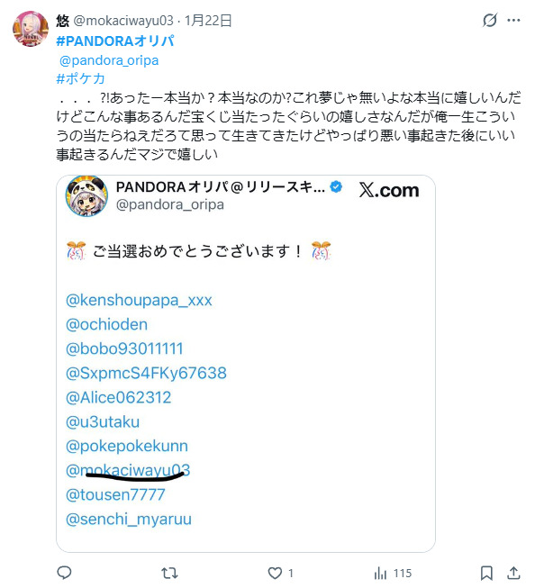 プレゼントキャンペーンで当選した口コミ