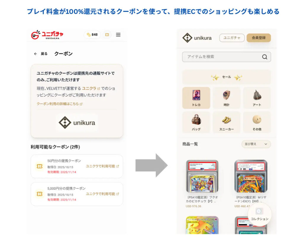 ユニガチャのクーポン交換について