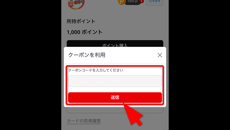 クーポン入力の手順